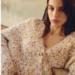 Anthropologie "Callahan Garland Speckled Eyelash Cardigan" Women's Size M